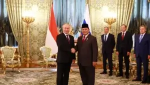 Presiden Terpilih RI, Prabowo saat bertemu Presiden Rusia Vladimir Putin di Moskow